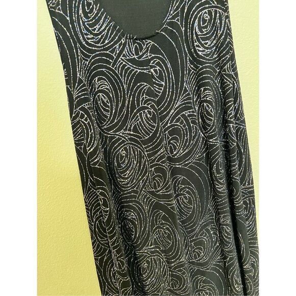 Slinky 90s Black Midi Dress Glitter Open Back Spaghetti Straps Diamond Cut S - Picture 9 of 14